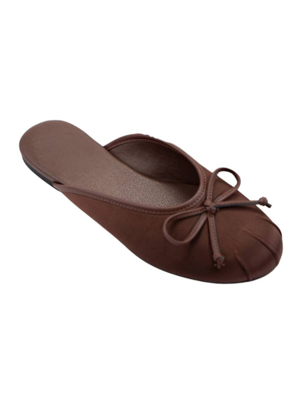 NEW CCOCCI women's bow accent satin ballet flat mules in brown